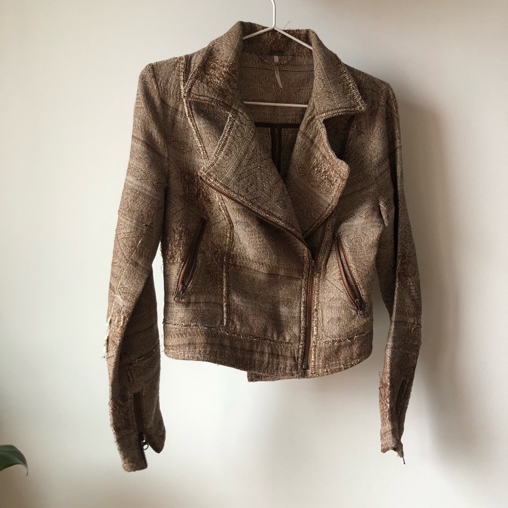 Free People distressed moto jacket